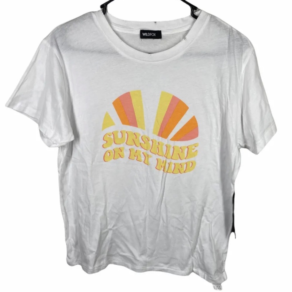 {NWT} WILDFOX "SUNSHINE ON MY MIND" Short Sleeve Tee White Small